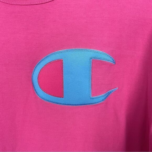 Champion Pink Reverse Weave Big C Short Sleeve T-Shirt Large - Picture 2 of 6
